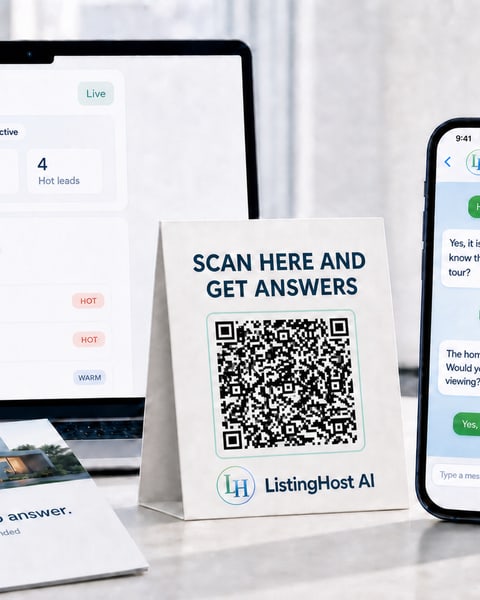 ListingHost AI QR sign for a buyer listing concierge